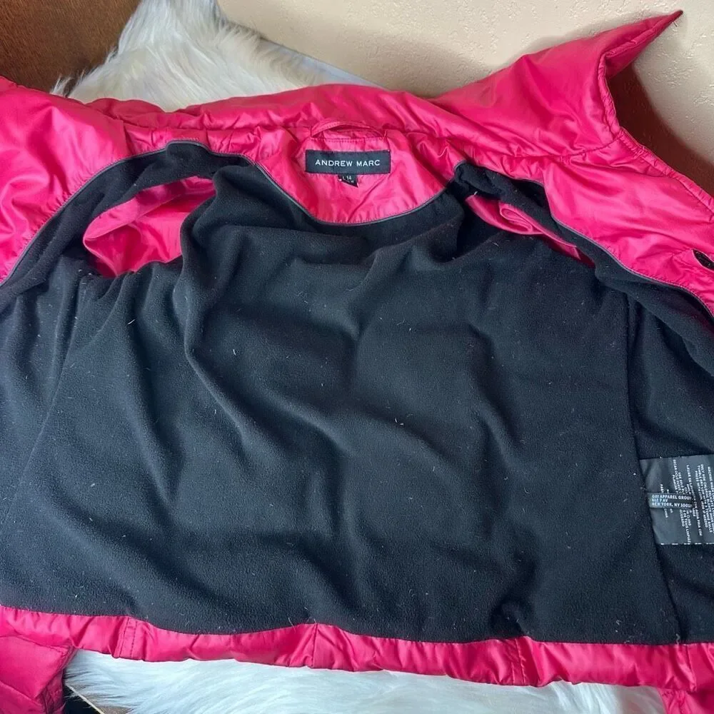 Andrew Marc Hot Pink Millie Down Puffer Jacket Girls Size L/14